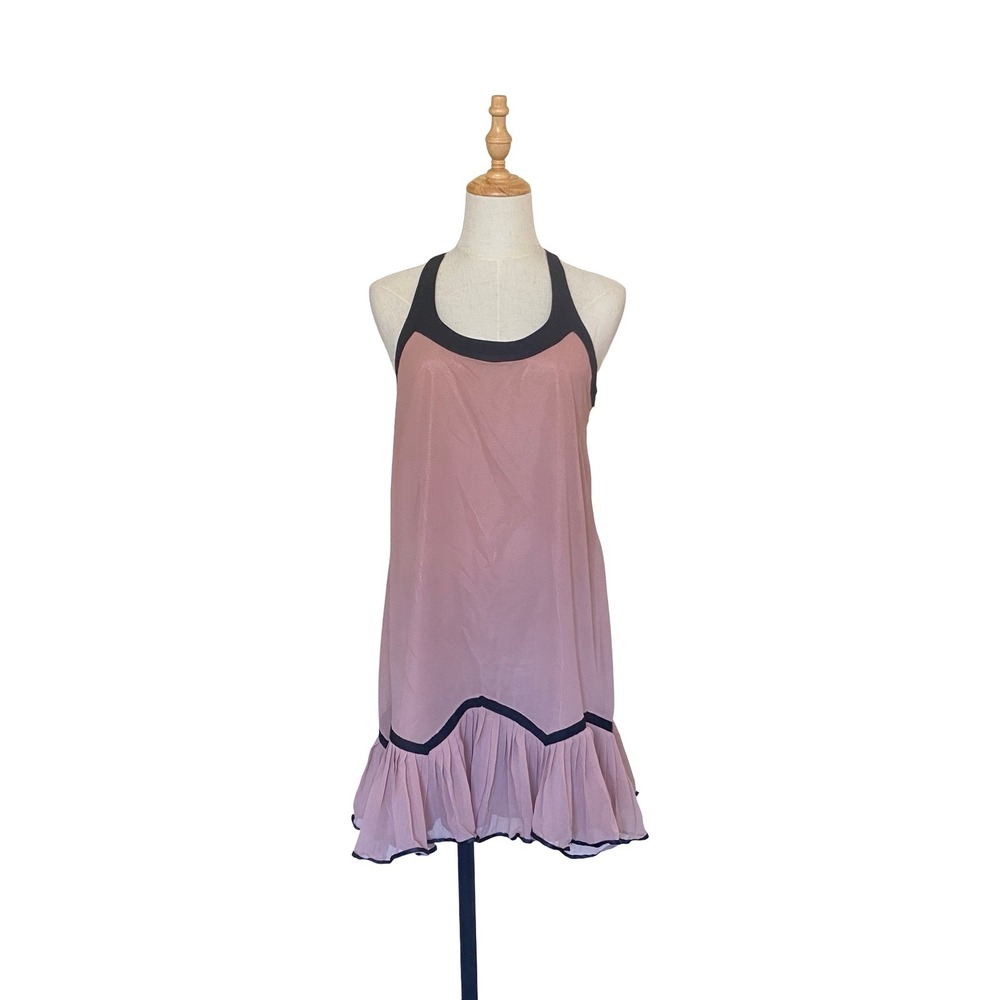 Twelve by Twelve Bonjour Women Dress S Pink Halter Ruffle Hem Colorblock